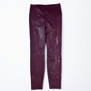 White House Black Market Runway Legging Womens 12 Maroon Faux Leather High Rise